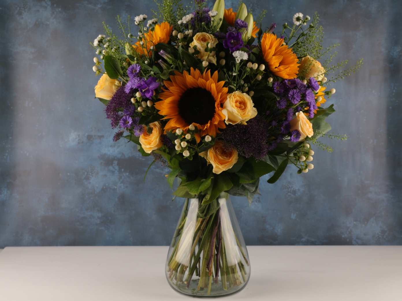 Fresh Yellow Blue & White Baby Boy Bouquet