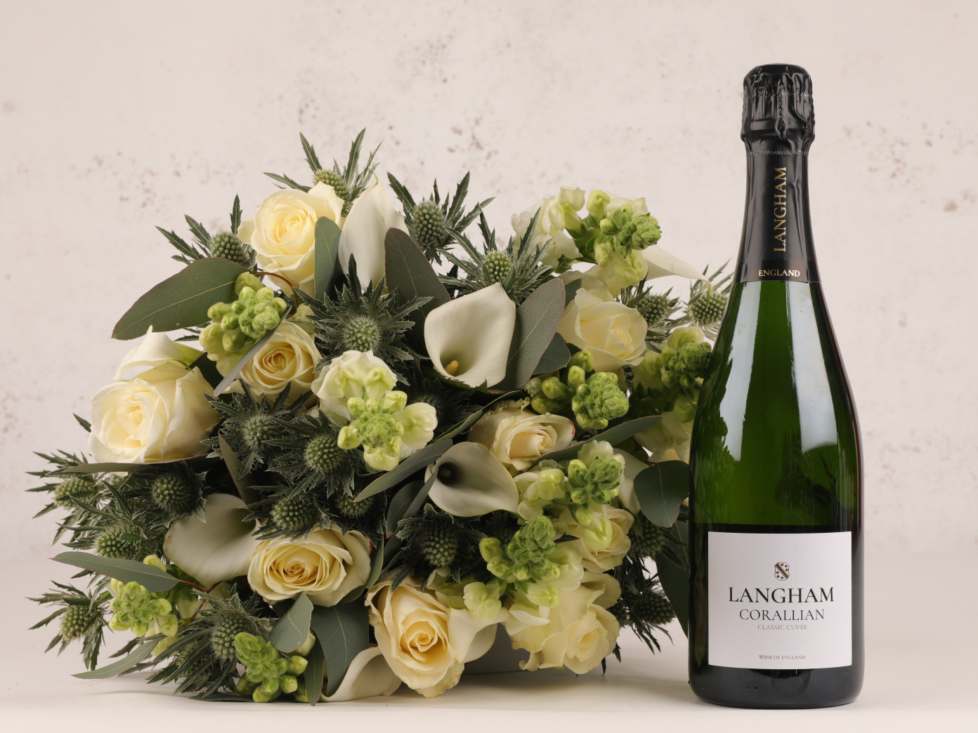 Hand-tied Bouquet with Award Winning English Sparkling Wine